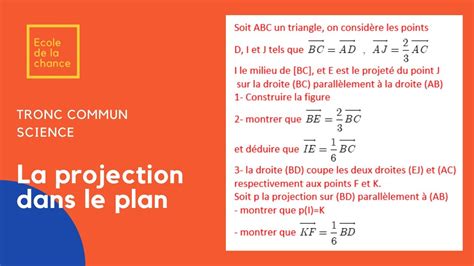 LA PROJECTION DANS LE PLAN TRONC COMMUN V2 YouTube