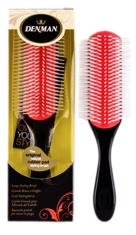 Denman 7 Row Professional Nylon Bristles 7 87 Cushion Hair Brush Anti Static Technology Black