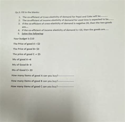 Solved Q 5 FII In The Blanks The Co Efflient Of Cross Chegg