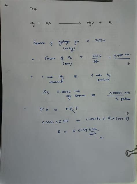 Solved How Do I Figure Out How To Calculate The Pressure Of Hydrogen