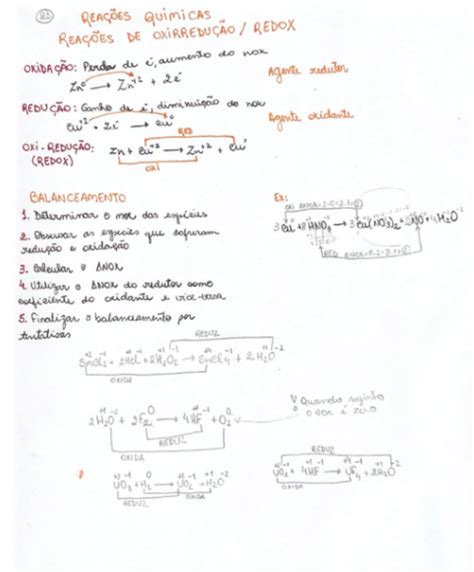 23 Reações De Oxirredução Química