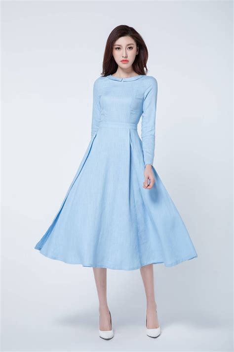 Light Blue Dress Midi Dress Pleated Dress Spring Dress - Etsy UK