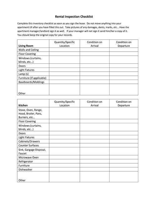 Rental Inspection Checklist Fill And Sign Printable Template Online