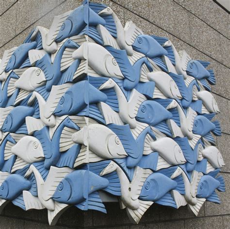 This Tiled Tessellation Of Fish And Birds Is A Homage To M C Escher