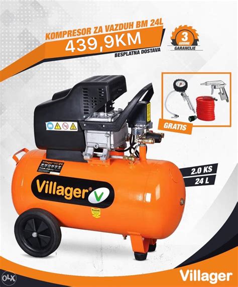 KOMPRESOR VILLAGER 50L KOMPRESOR ZRAKA GRATIS SET Pumpe I Kompresori