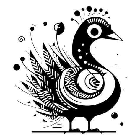 Ilustración vectorial de un pavo real sobre un fondo blanco Diseño de