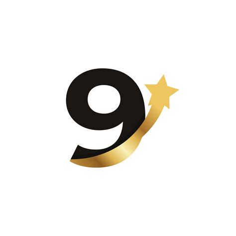 Number 9 Golden Star Logo Icon Symbol Template Element 6225993 Vector ...