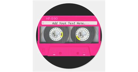 Customisable Girly Pink Cassette Tape Classic Round Sticker Zazzle