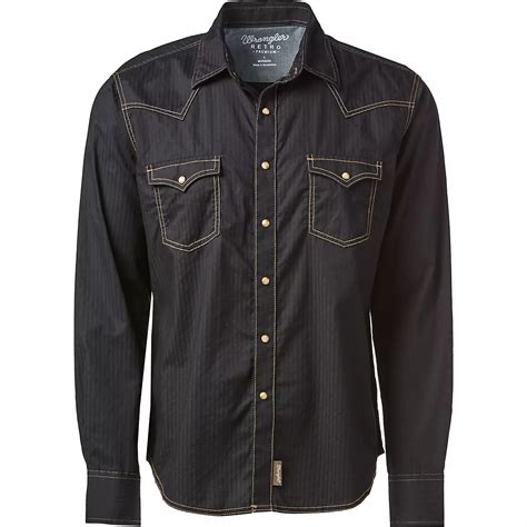 Wrangler Mens Retro Premium Long Sleeve Snap Shirt Academy