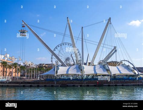 Genua Italien August Il Grande Bigo Und Riesenrad In Porto