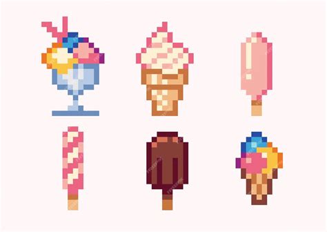 Premium Vector Ice Cream Pixel Art Set Frozen Candy Collection