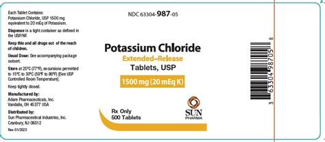 Potassium Chloride Extended Release Tablets Usp 20 Meq K