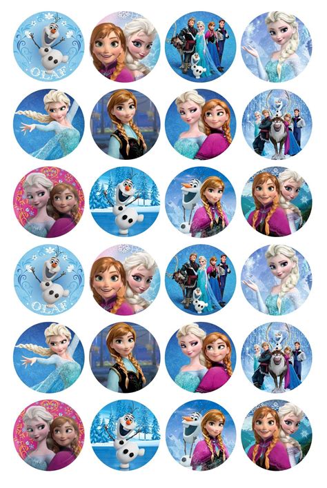 Disney Frozen Anna Elsa Hans Olaf Kristoff Snowflakes Edible Cupcake