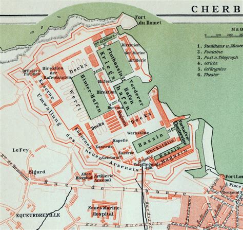 Vintage Map Of Cherbourg France Vintage City Map Old Etsy