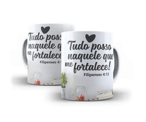 Caneca Branca Porcelana Decorada Mensagem B Blica Filipenses