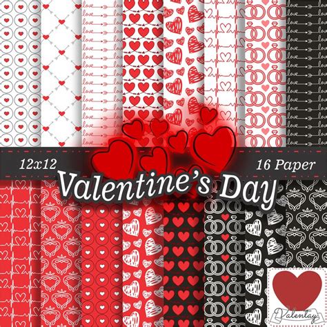 Valentine S Day Digital Paper Etsy