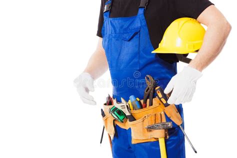 Man Builder with Set of Construction Tools, Isolated Stock Photo ...