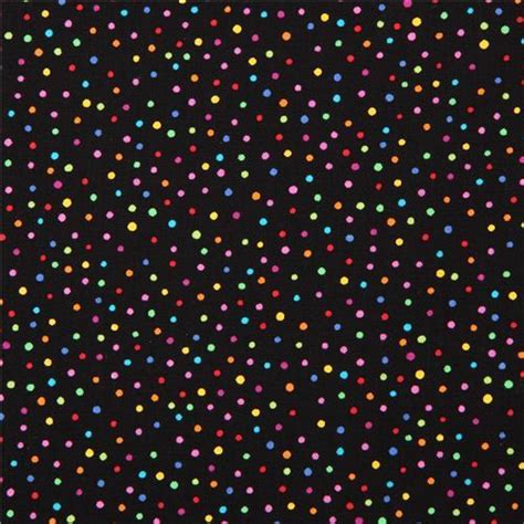 Black Fabric With Colourful Mini Dots By Timeless Treasures USA Dots