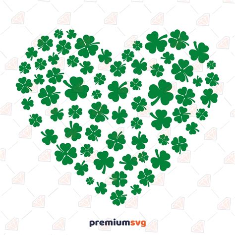 Heart Made Of Shamrocks Svg Heart Shamrock Svg Premiumsvg