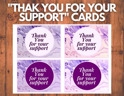 4 thank you for your support cards digital print | Etsy