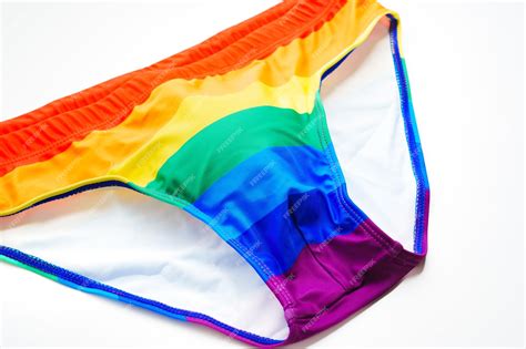 Premium Photo Front View Briefs With Push Up Of Rainbow Color On A