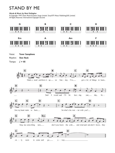 Stand By Me By Oasis Sheet Music For Piano Chordslyrics At Sheet Music