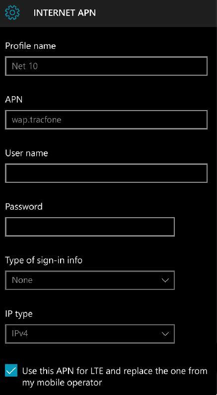 Net10 APN Settings For Windows Phone 4G LTE APN USA