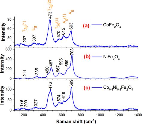 Raman Spectra Of The CoFe 2 O 4 6 NiFe 2 O 4 6 And Co 0 5 Ni 0 5 Fe 2