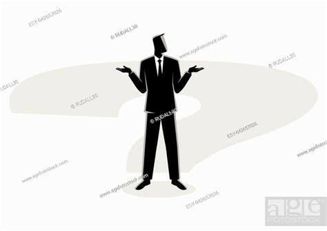 Business Concept Illustration Of A Businessman Standing On Question