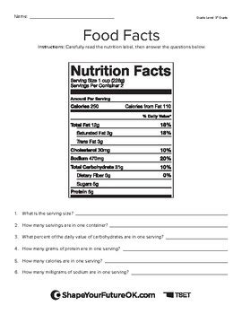 Food Facts Nutrition Label Worksheet By Healthy Teacher Hub TPT