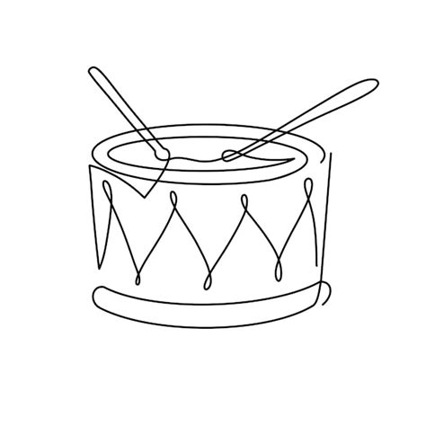 Premium Vector Vector Continuous One Line Drum With Sticks Illustration