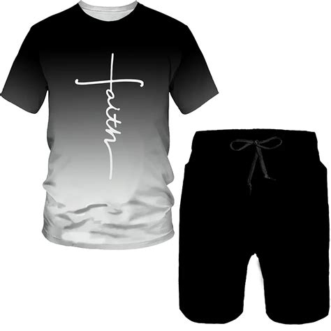 Conjunto De Camiseta Y Pantal N Corto Para Hombre Ch Ndal Informal De