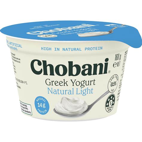 Chobani Greek Yogurt Natural Light 160g Woolworths