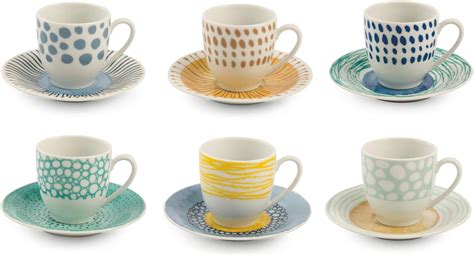 Excelsa Mandala Tropical Lot de 6 tasses à café avec soucoupe cl 90