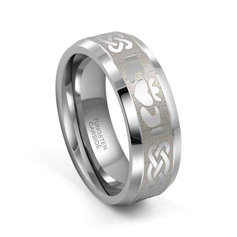 Men 8mm Tungsten Carbide Irish Claddagh Celtic Design Wedding Band Ring Wlaser Etched 2568399