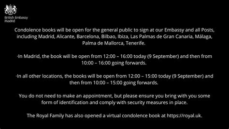 British Embassy And Consulates Announce Opening Condolence Books To Mark Passing Of Their Queen