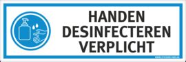 Pictogramsticker HANDEN DESINFECTEREN VERPLICHT 15X5 CM ART NR 0091