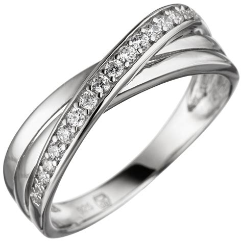 Ring mehrbahnig X Form 925 Silber mit Zirkonia weiß Marinas Schmuckwelt