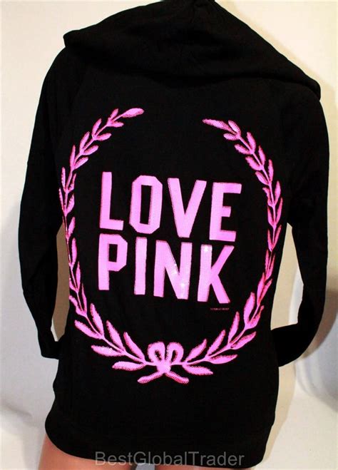 Victorias Secret Love Pink Extra Bling Sequins Large Hoodie Jacket Limited Ed Ebay