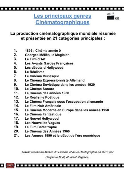 Les différents genres cinématographiques Cinématographie Cinéma