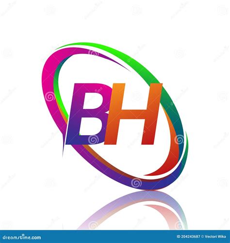 Design De Logotipo De Letra Bh Para Nome De Empresa Swoosh Colorido