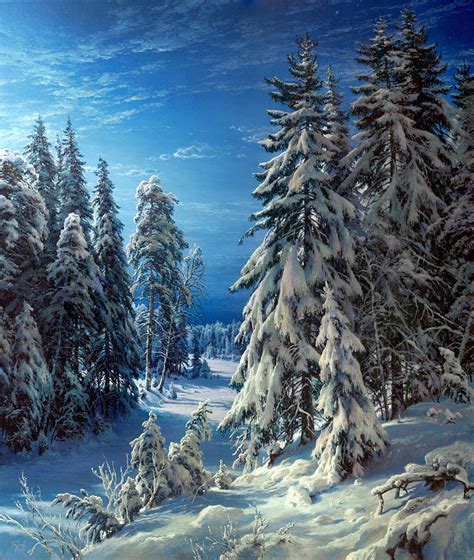 Winter night Painting by Basov - Pixels