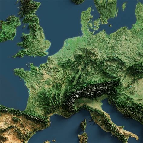 europe imagery shaded relief visual wall maps studio