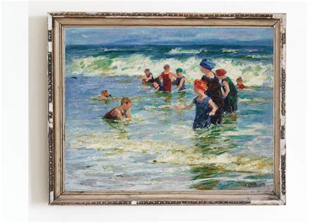Canvas Art Print Vintage Beach Scene Wall Art Print Summer Seascape
