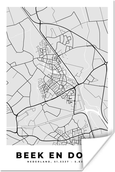 Poster Kaart Beek En Donk Nederland Stadskaart Plattegrond