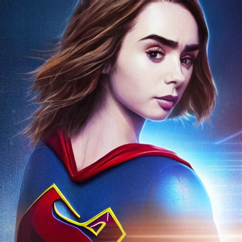 Krea Ai A Potrait Of Lily Collins As Supergirl With Man Of