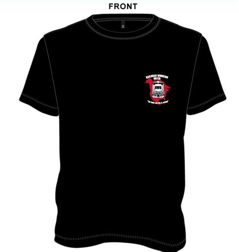 Rwu T Shirt Black Logo On Front Back Railroad Workers United