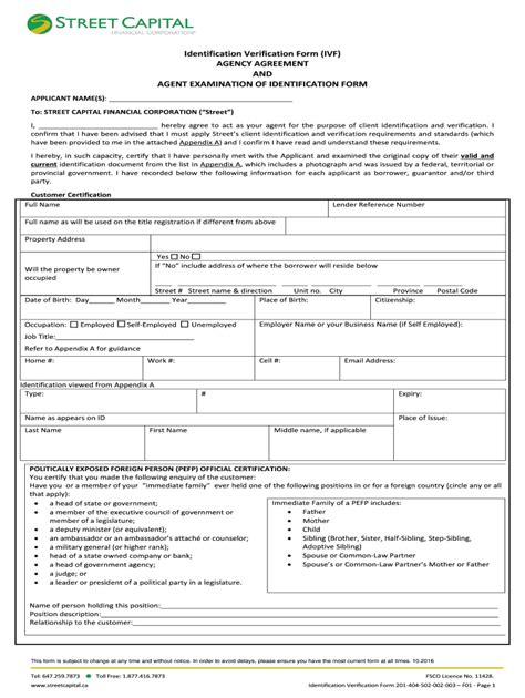 Fillable Online Identification Verification Form Ivf Fax Email Print