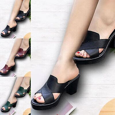 Women Fish Mouth Slippers Fashion Wedge Sandal Middle Heel Flip Flop