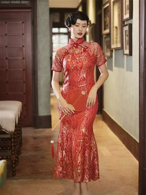 L Gante Robe Traditionnelle Chinoise Qipao De Mariage Brod Etsy